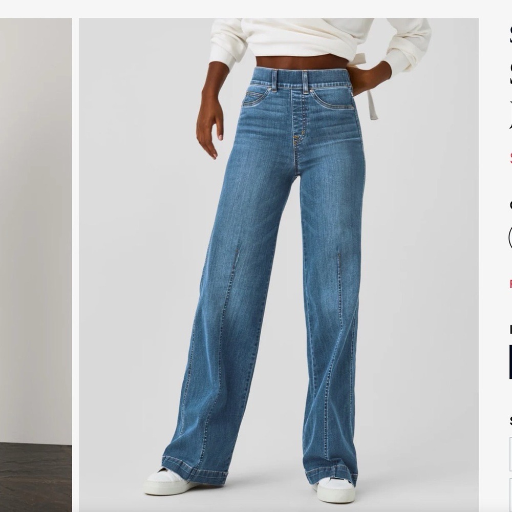 Spank front seamed wide leg jeans